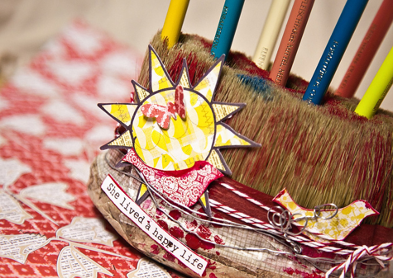 MixedMedia Project Idea Stiftestaender Penholder Geschenkidee