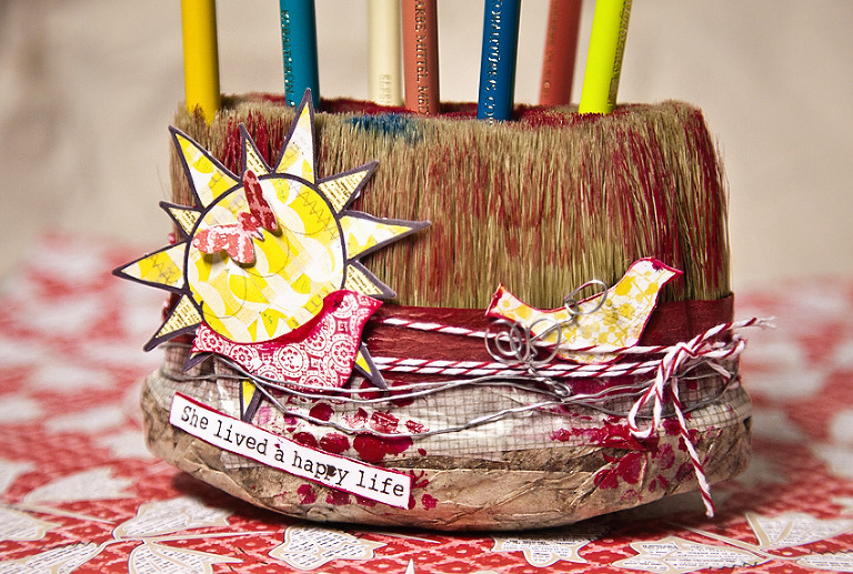 MixedMedia Project Idea Stiftestaender Penholder Geschenkidee