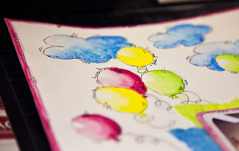 Watercolour NeocolorII Scrapbook Layout 