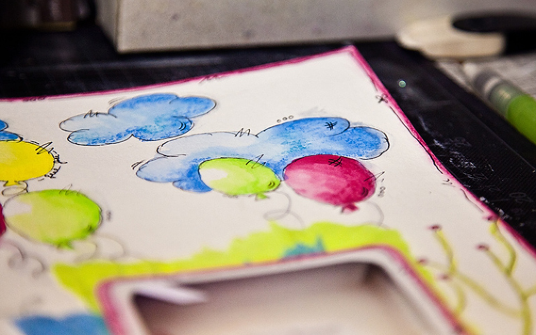 Watercolour NeocolorII Scrapbook Layout 