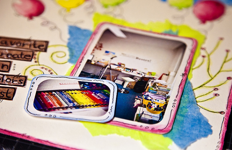 Watercolour NeocolorII Scrapbook Layout 