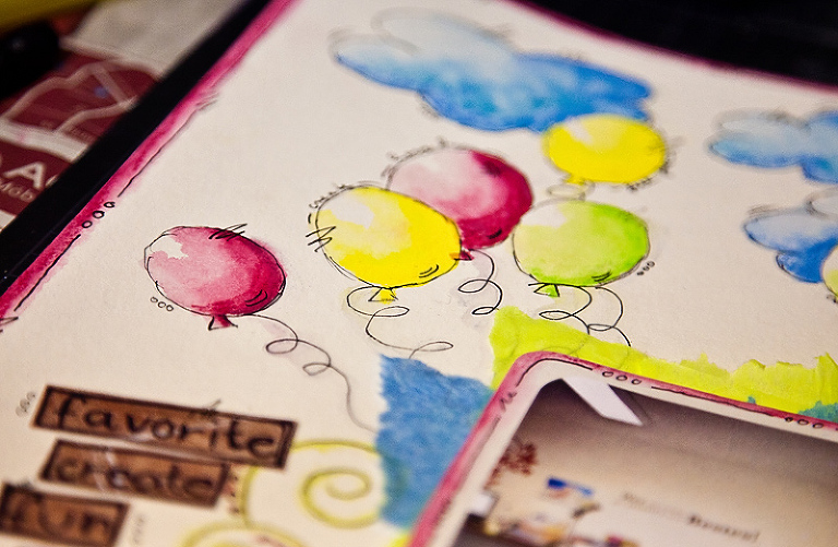 Watercolour NeocolorII Scrapbook Layout 