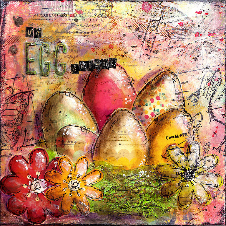 EGGcelent Easter Mixed Media Canvas by Andrea Gomoll