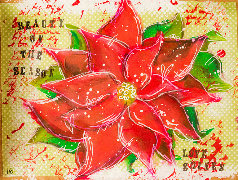 Poinsettia Artjournal Page
