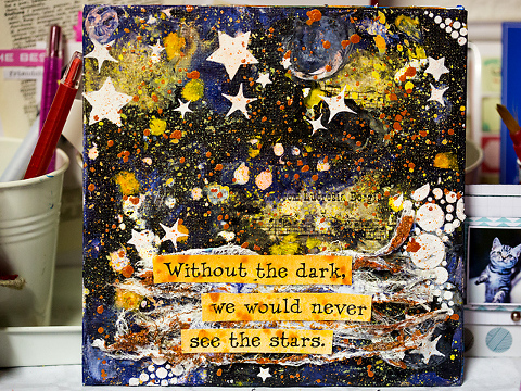 mixed media canvas stars