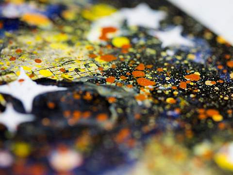 mixed media canvas stars detail