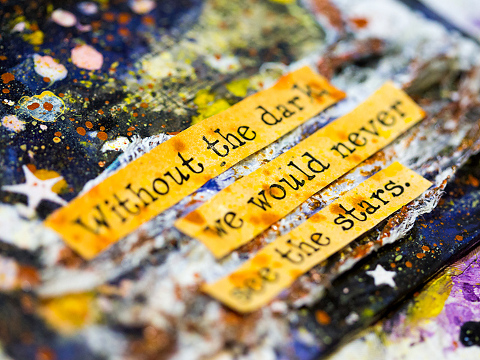 mixed media canvas stars detail