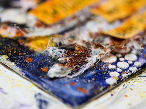 mixed media canvas stars detail