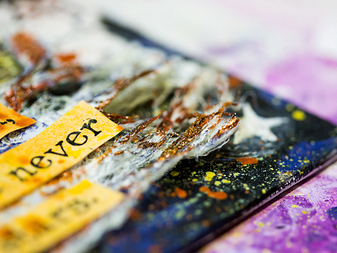 mixed media canvas stars detail