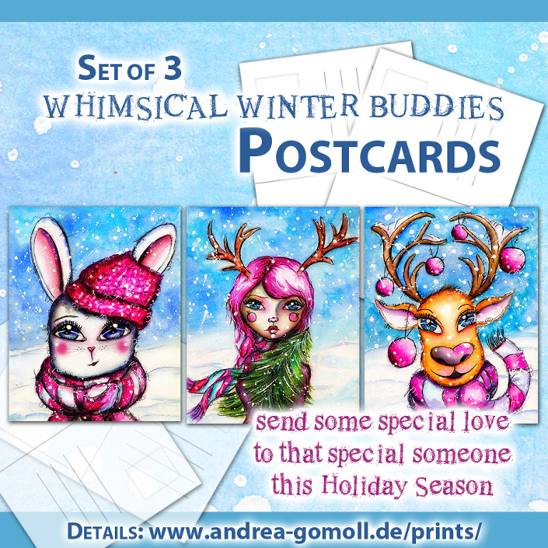 andrea gomoll whimsical winter buddies printed cards