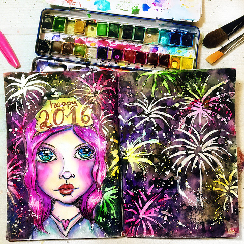 Watercolor Fireworks