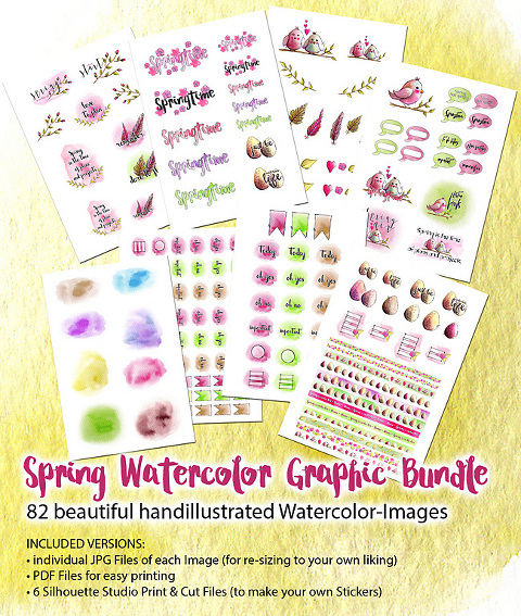 Watercolor Clipart Printables Planner Sticker