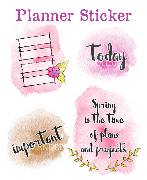 Watercolor Clipart Printables Planner Sticker