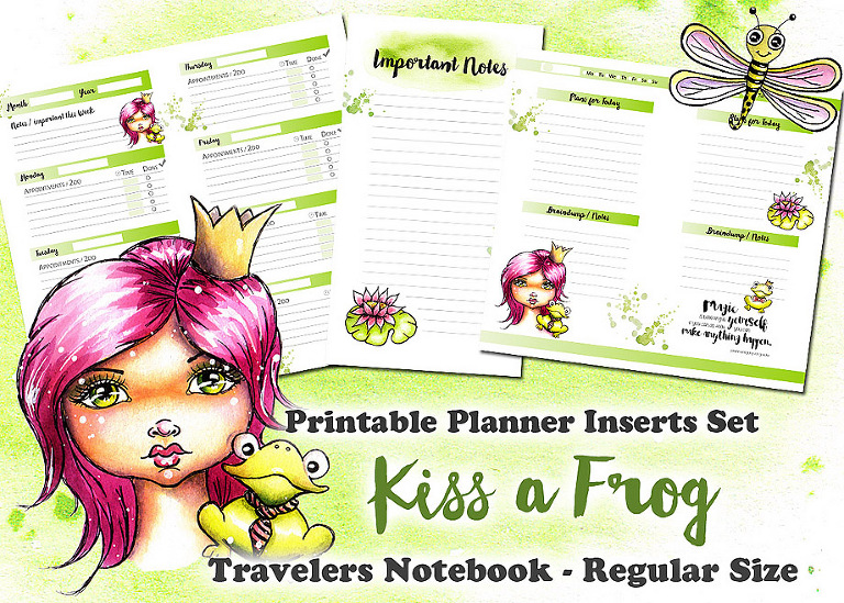 Printable Planner Inserts with whimsical Illustration by Andrea Gomoll