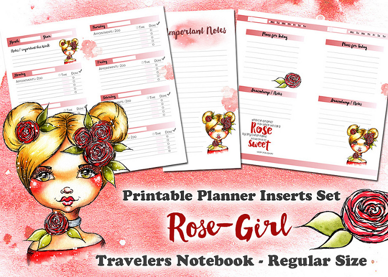 Printable Planner Inserts with whimsical Illustration by Andrea Gomoll