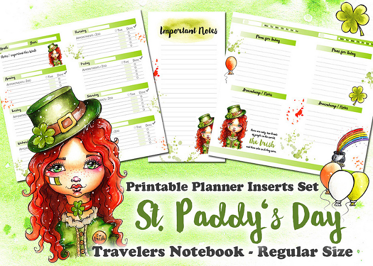 Printable Planner Inserts with whimsical Illustration by Andrea Gomoll