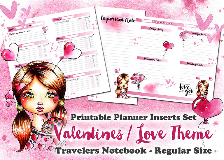 Printable Planner Inserts with whimsical Illustration by Andrea Gomoll