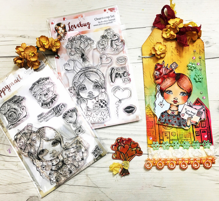 Happymail Penpal Tag using Cre8tive Cre8tions Designs Clearstamps and Printables by Andrea Gomoll