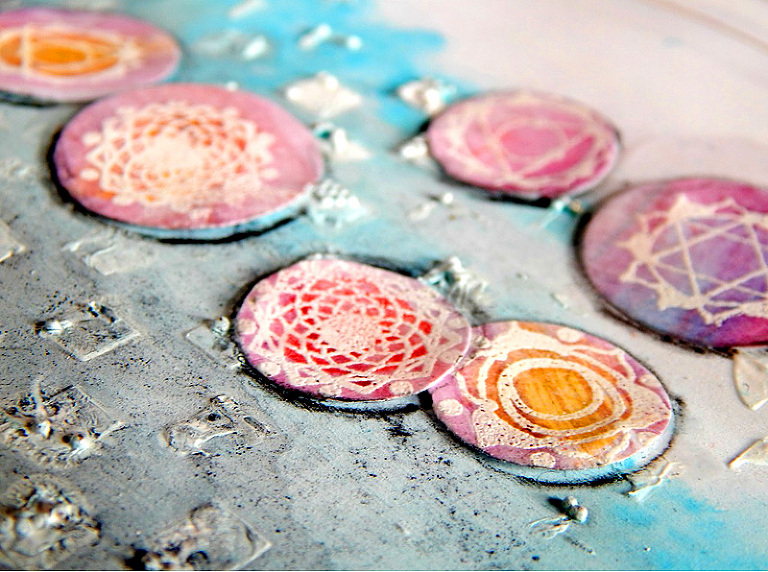 Chakra Yoga Mindfulness Art Page Journal using Cre8tive Cre8tions Designs Clearstamps & Printables by Andrea Gomoll