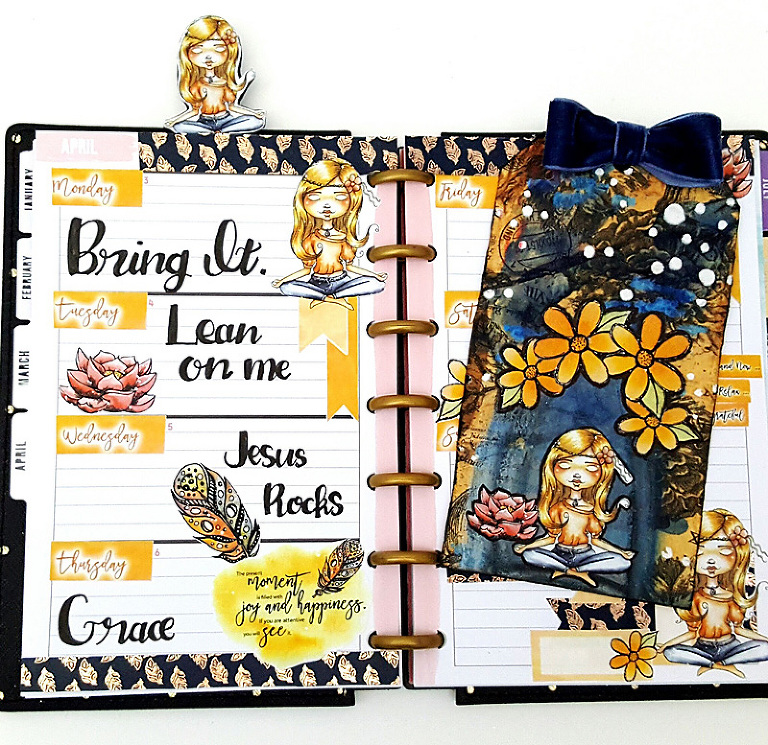 Planner Prima Websters Pages using Cre8tive Cre8tions Stamps by Andrea Gomoll Mindfulness Yoga Planner Setup